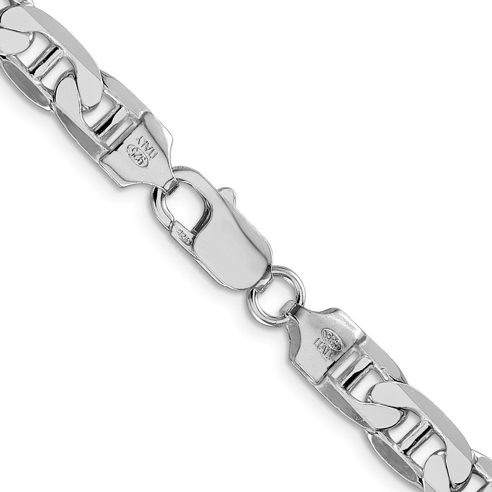 Sterling Silver Rhodium-plated 7mm Flat Anchor Chain 22 Inches