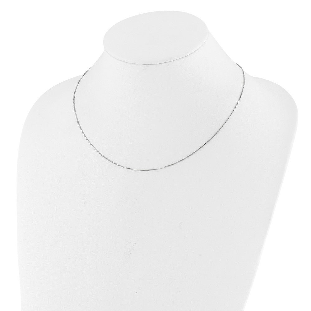 10k White Gold .85mm Box 1in+1in Adjustable Chain