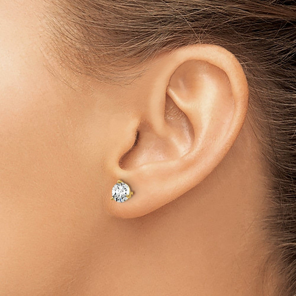 14k Yellow Gold 1 1/4 ctw Lab Grown Diamond VS/SI+ G+ Round 3 Prong Heavy Wt. Stud Earrings