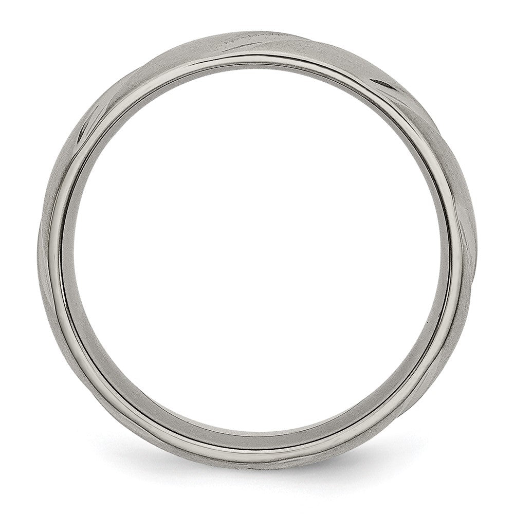 Titanium Satin 6mm Swirl Design Band Size - 12.5