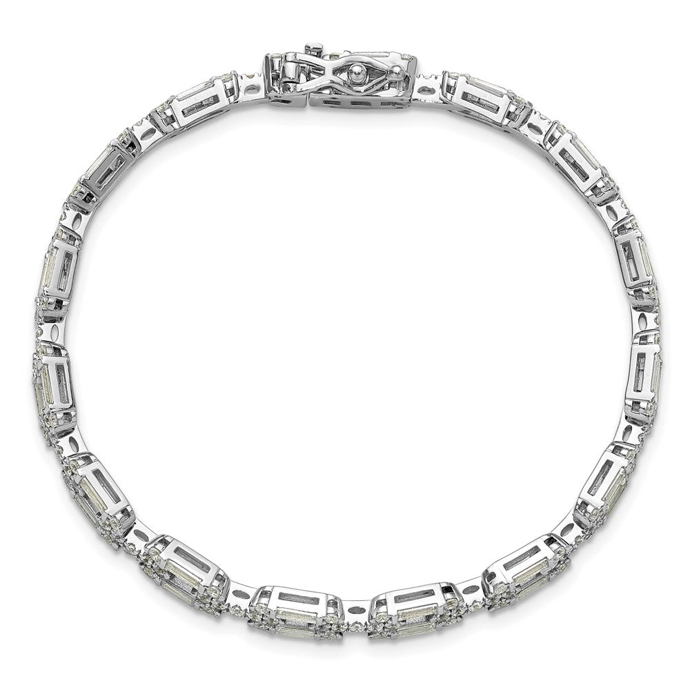 Cheryl M Sterling Silver Rhodium-plated Polished Fancy CZ Link Bracelet 7 inches