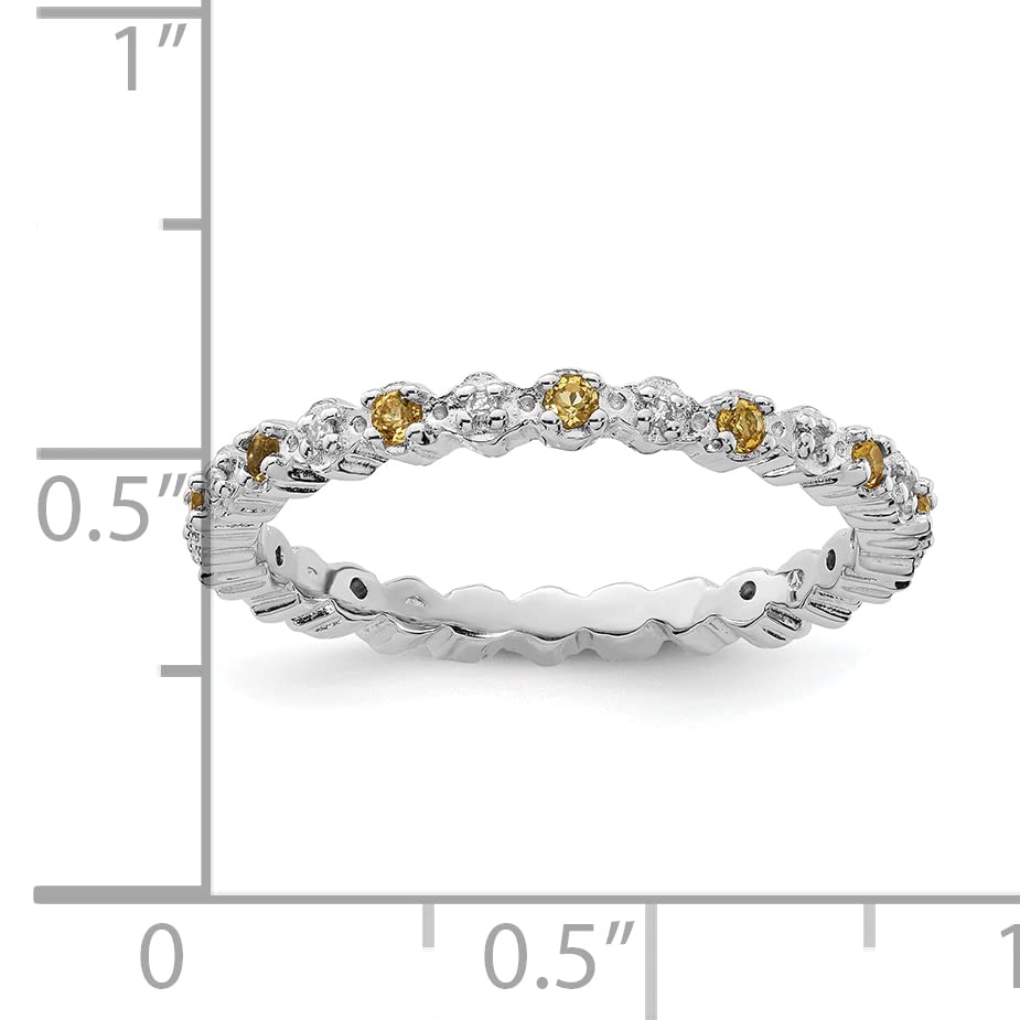 Sterling Silver Stackable Expressions Citrine & Diamond Ring Size -6