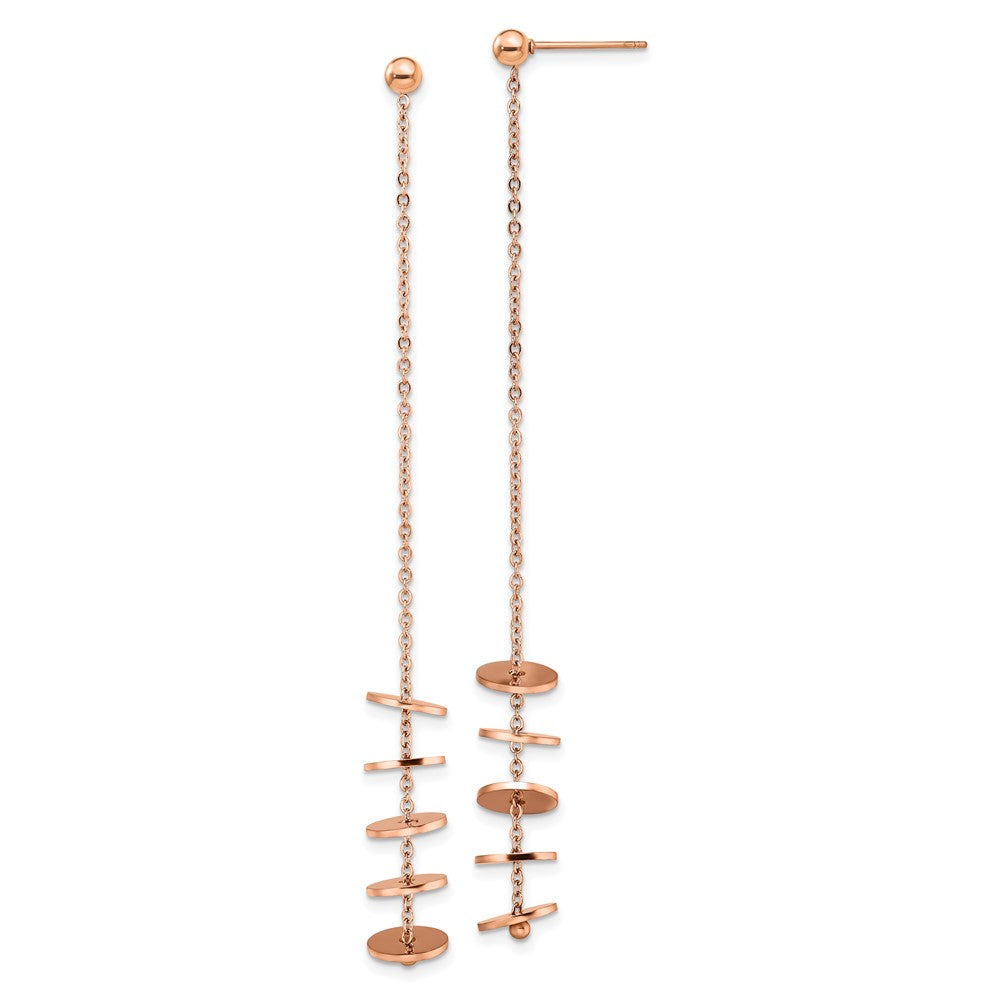 Stainless Steel Polished Rose IP-plated Post Dangle Earrings