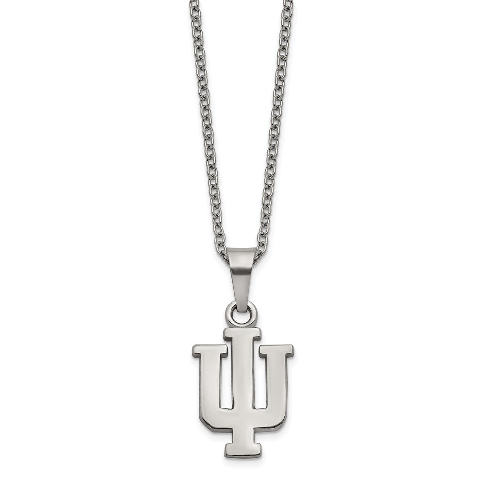 Stainless Steel LogoArt Indiana University I-U Pendant 18 inch Necklace with 2 inch Extender QST516IU