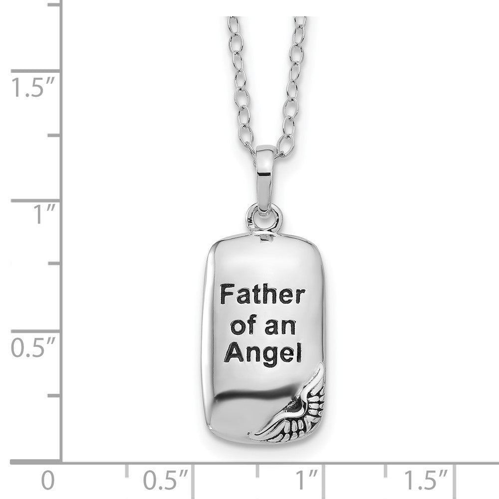 Sentimental Expressions Sterling Silver Rhodium-plated Antiqued Father of an Angel Ash Holder 18 Inch Necklace 18 Inches