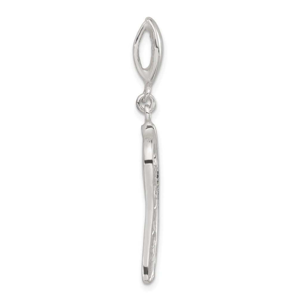 Sterling Silver Polished Filigree Leaf Pendant