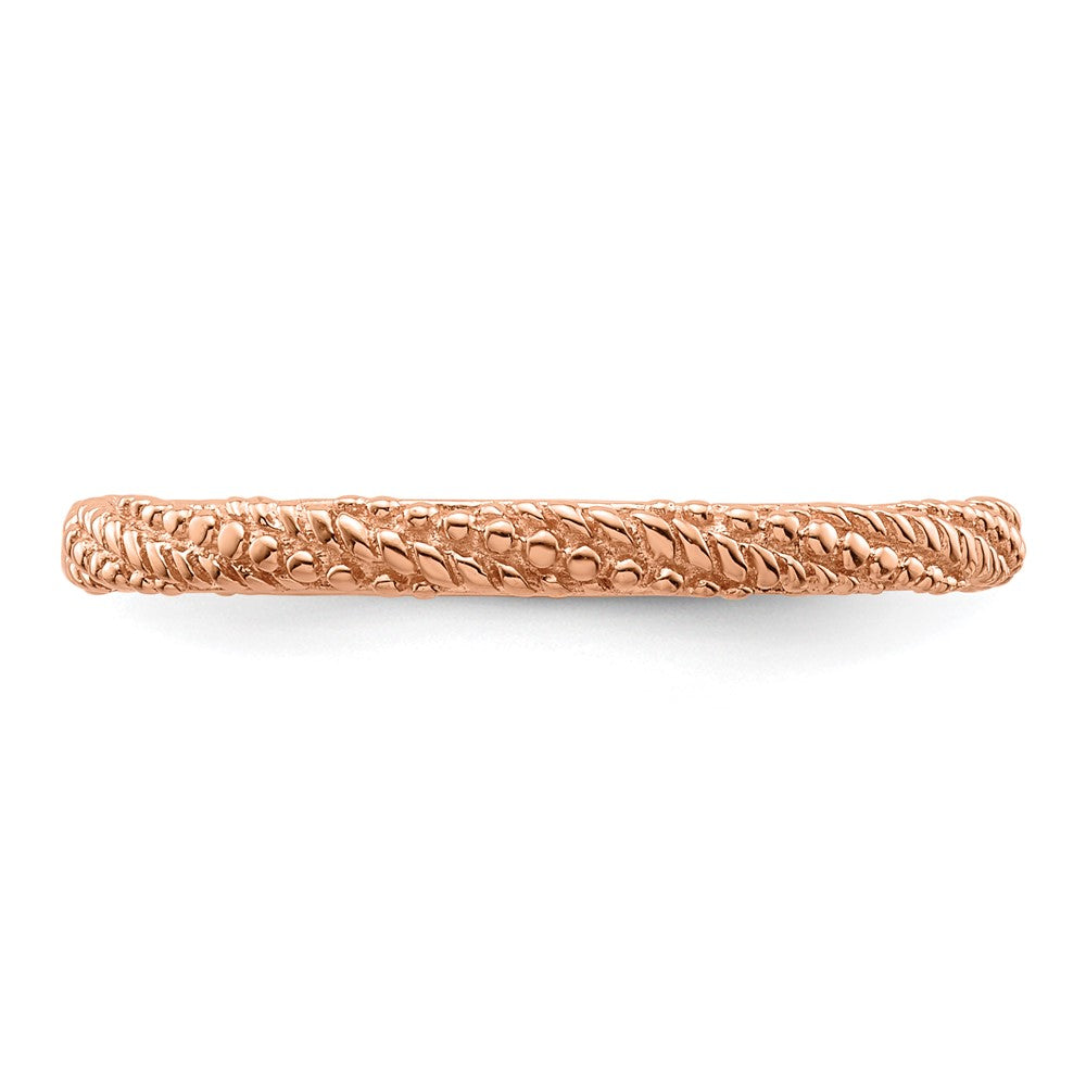 Sterling Silver Stackable Expressions Polished Rose Gold-plated Ring Size -6