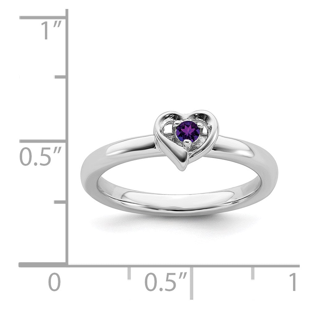 Sterling Silver Stackable Expressions Amethyst Heart Ring Size -7