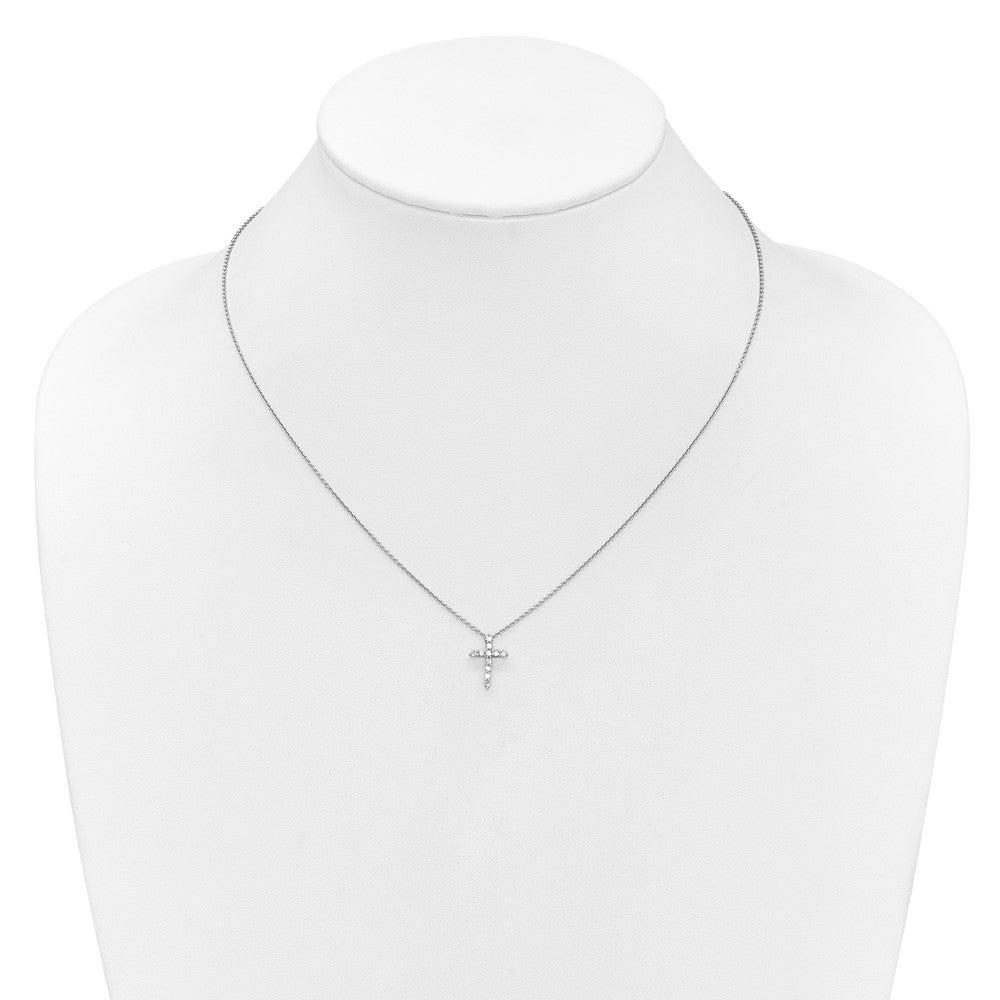 14k White Gold 1/4 carat Lab Grown Diamond VS/SI+ G+ 18 inch Cross Pendant Necklace