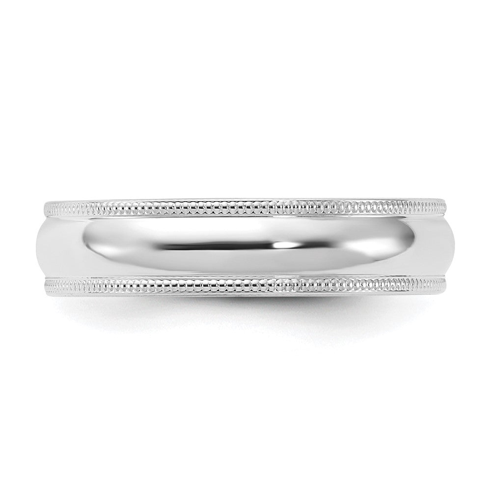 10k White Gold 5mm Milgrain Half Round Comfort Fit Wedding Band Size 10