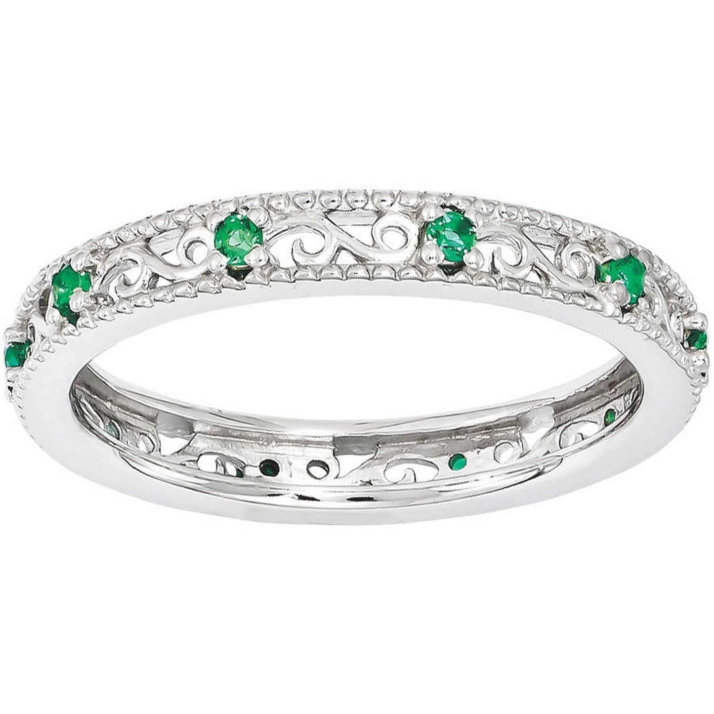 Sterling Silver Stackable Expressions Created Emerald Ring