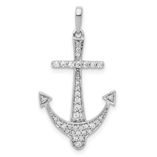 14k White Gold 1/4 carat Lab Grown Diamond VS/SI+ G+ Anchor Pendant