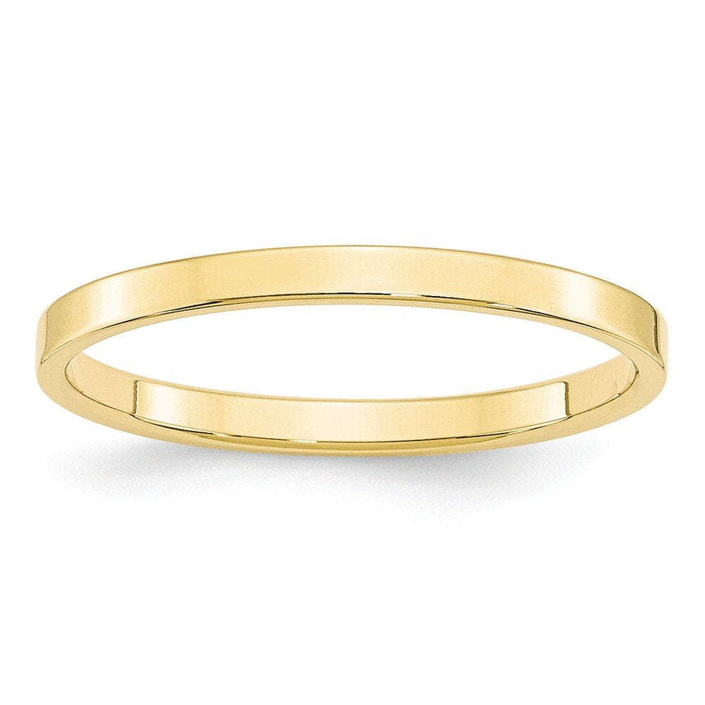 10k Yellow Gold 2mm Lightweight Flat Wedding Band Size 7