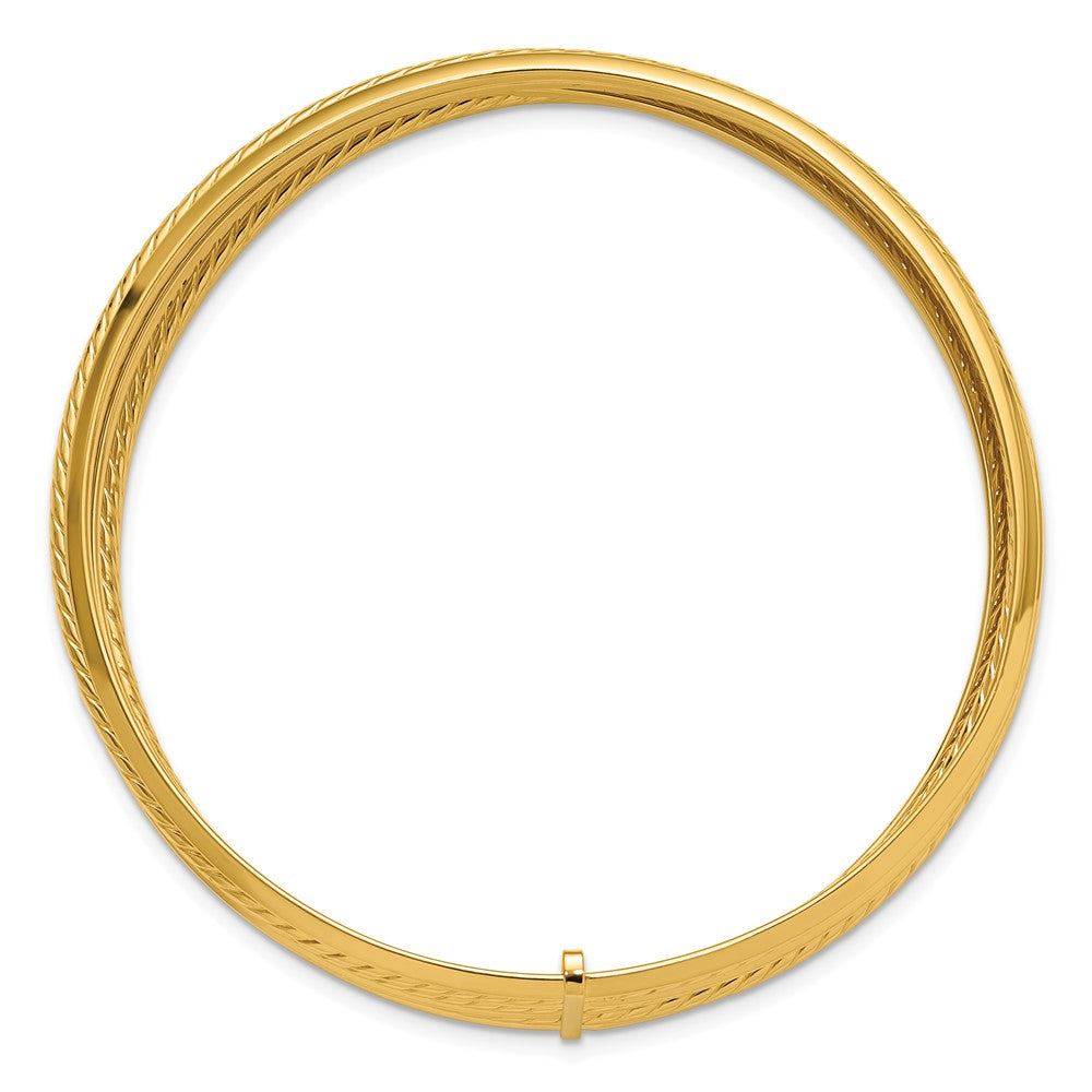 14K Polished and Twisted 7-Layer Slip-on Bangle