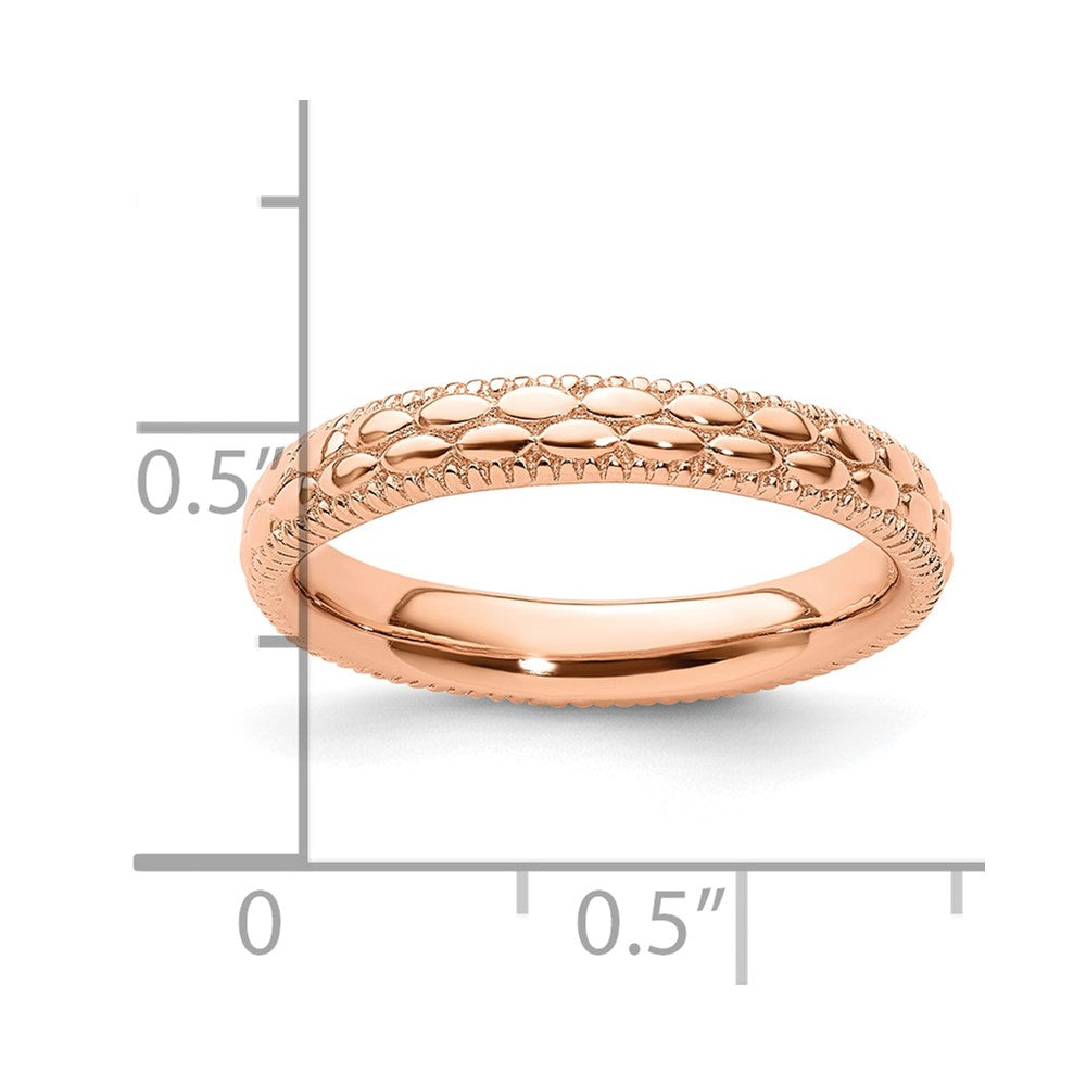 Sterling Silver Stackable Expressions Rose Gold-plated Patterned Ring Size -8