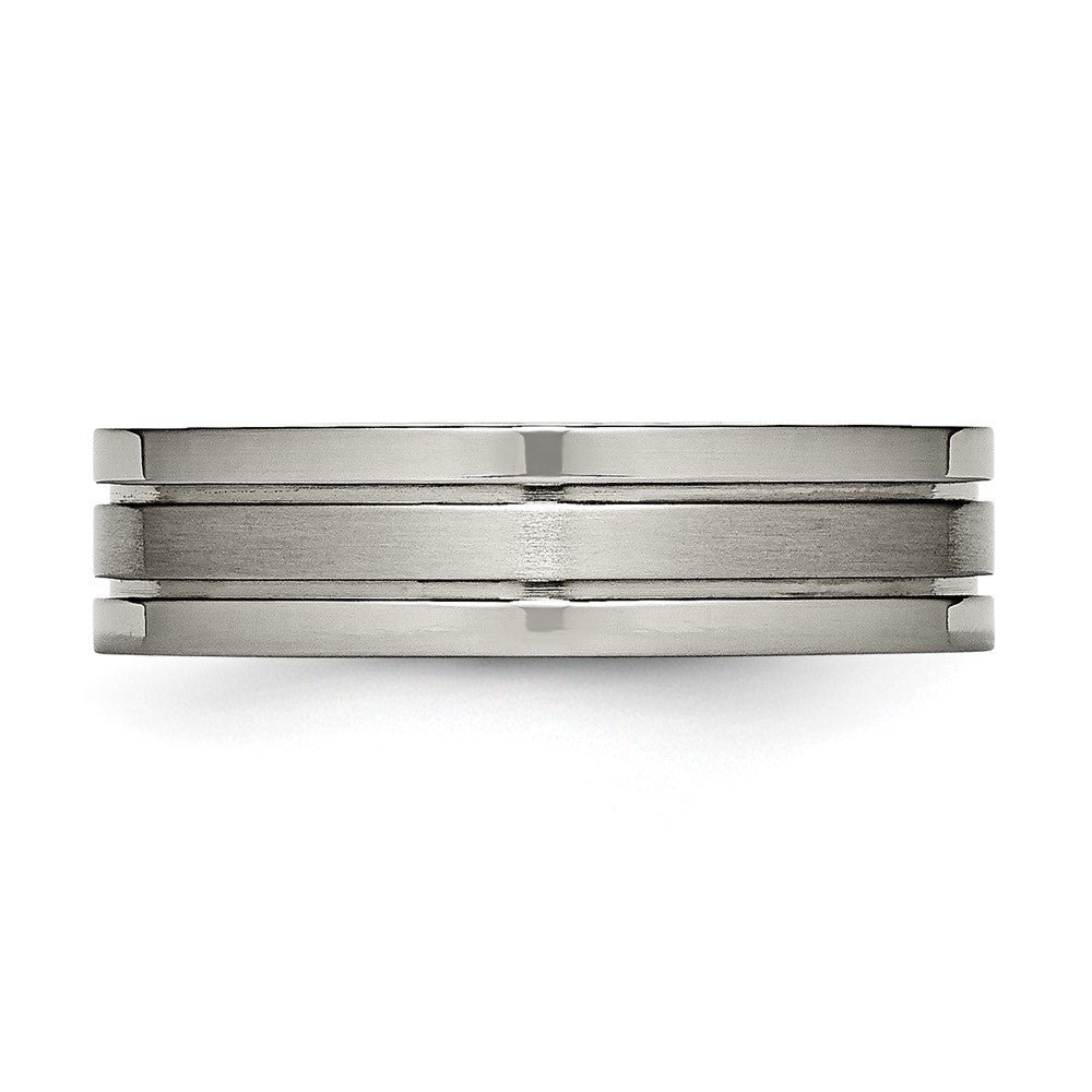 Titanium Brushed Center 6mm Grooved Band Size - 8