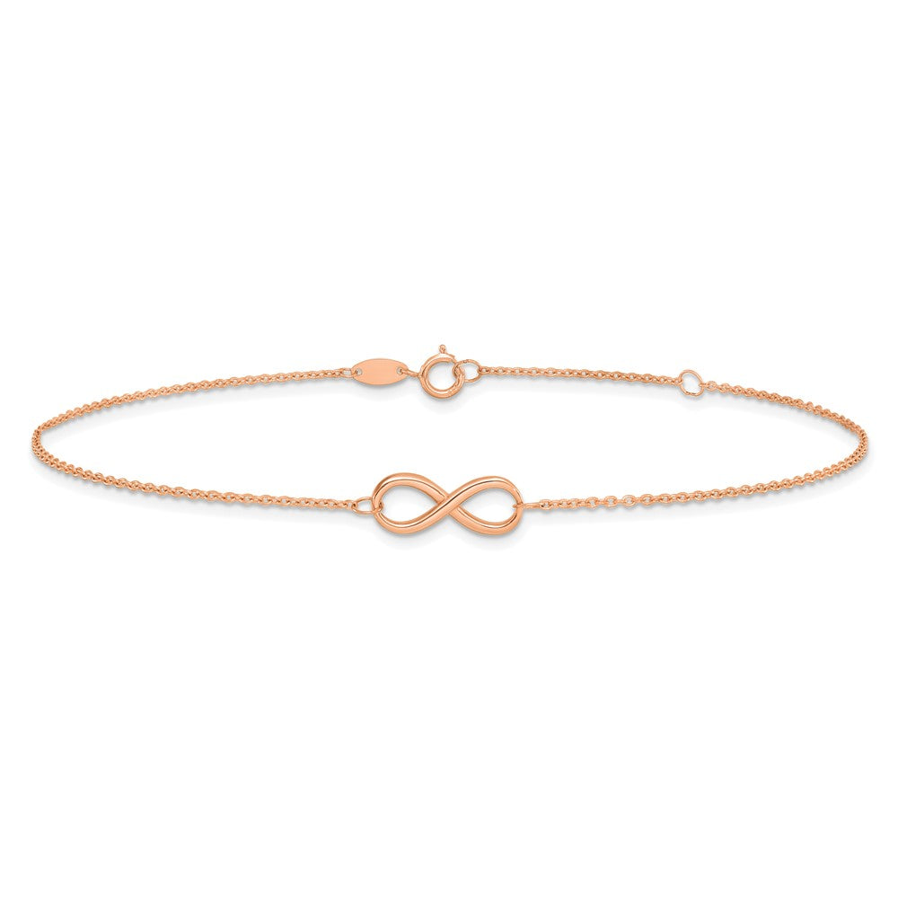 14K Rose Gold Polished Infinity with 1in ext. Anklet