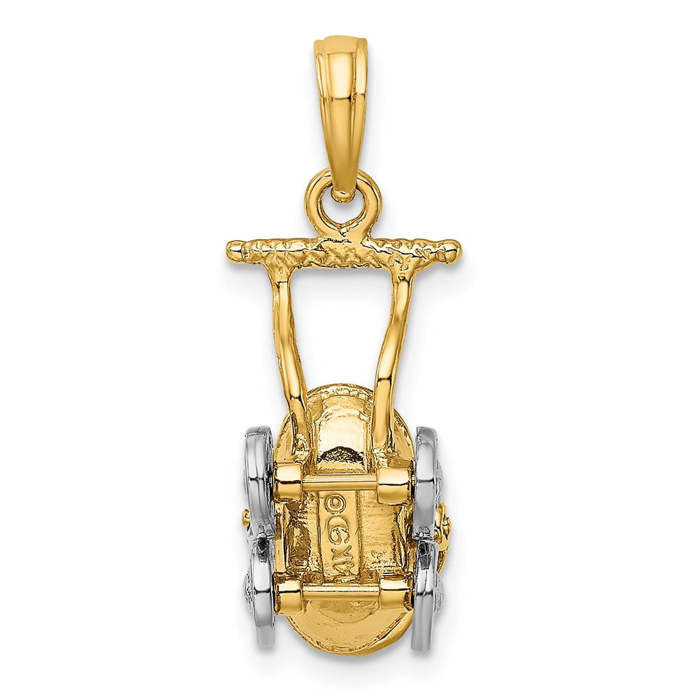 14k w/ Rhodium 3-D Baby Stroller w/ Moveable Wheels Charm