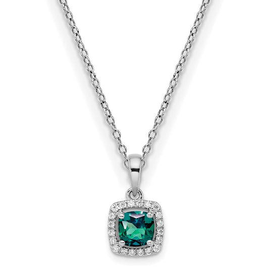 10kw ANT Created Alexandrite and Diamond Pendant w/ chain