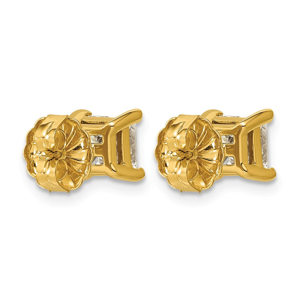 14k 2 carat Certified Lab Grown Diamond VS/SI+ G+ Princess Complete Four Prong Stud Earrings
