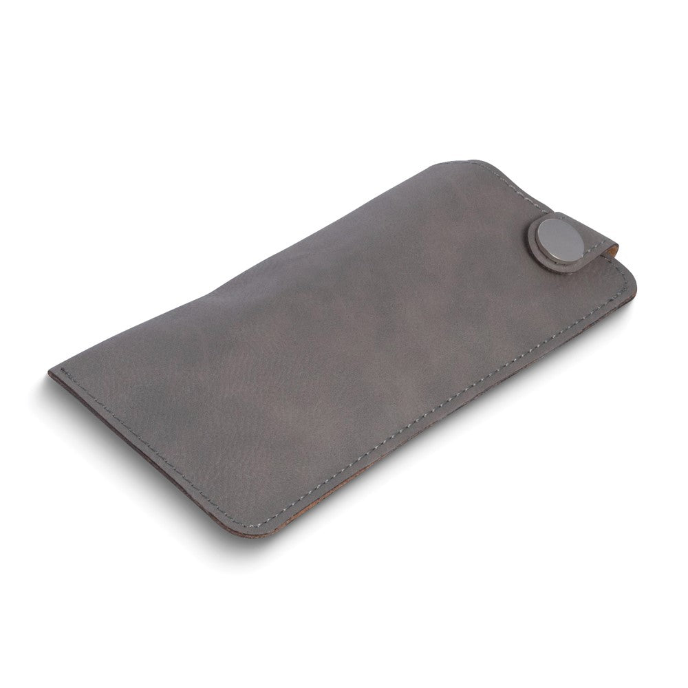 Grey Leatherette Eye Glass Sleeve with Snap Closure