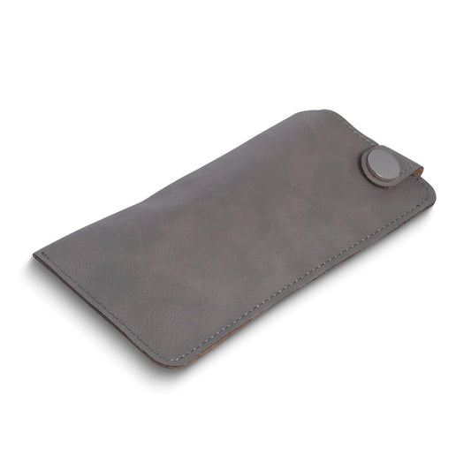 Grey Leatherette Eye Glass Sleeve with Snap Closure