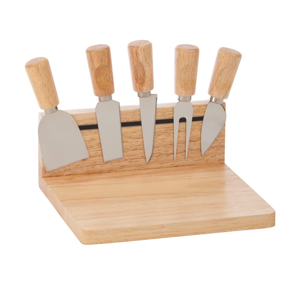 Creative Gifts 015846 Magnetic Strip Cutting Board with 5 Tools, Rubberwood