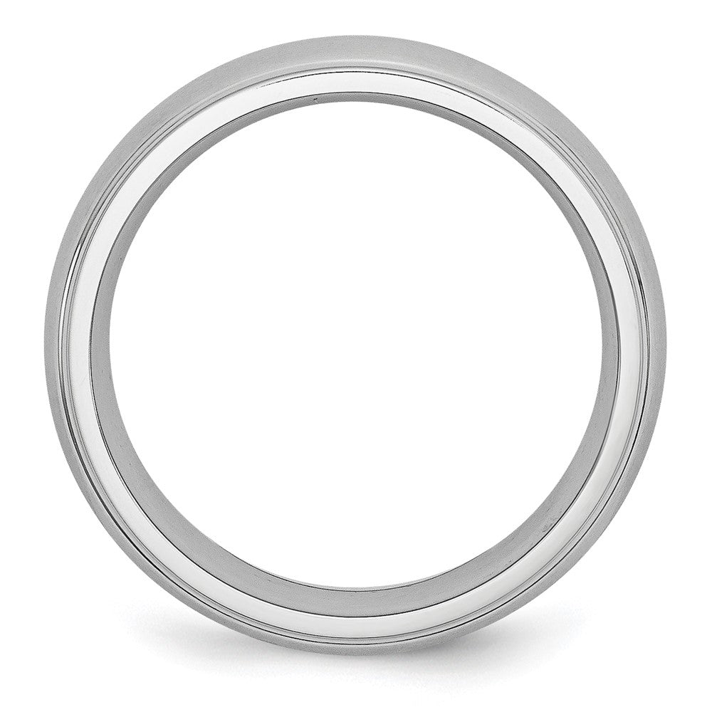 Cobalt Satin and Polished 7mm Ridged Edge Band Size - 10