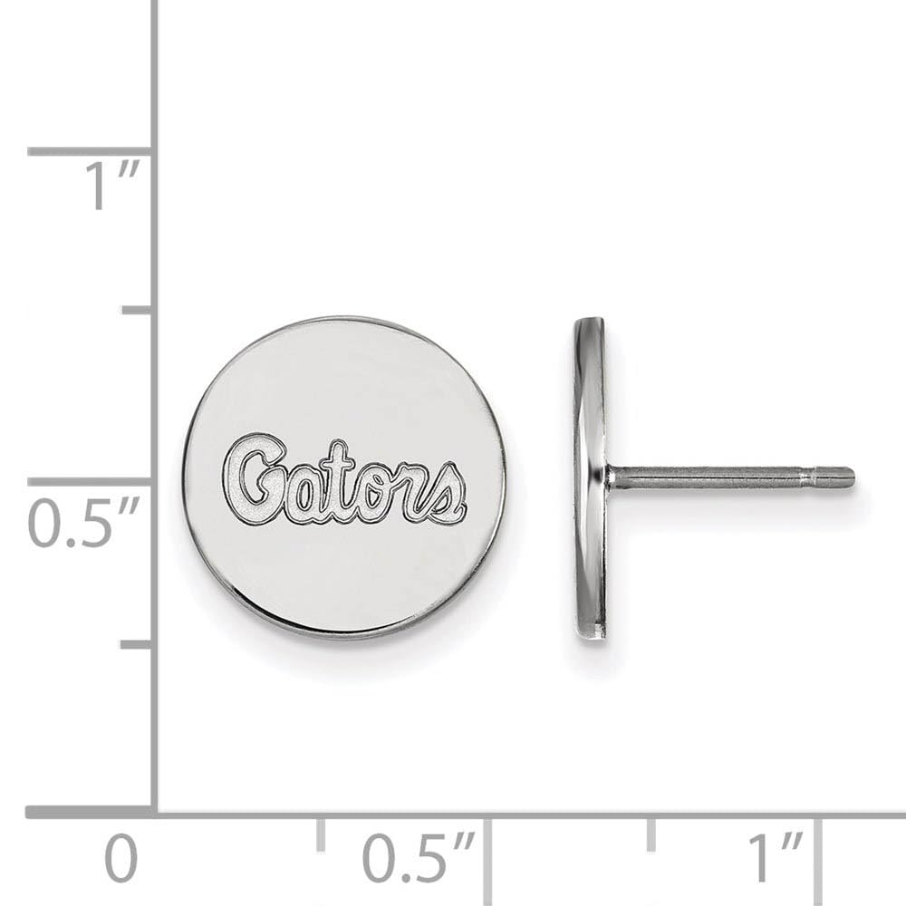 Sterling Silver Rhodium-plated LogoArt University of Florida Gators Script Small Disc Post Earrings QSS055UFL