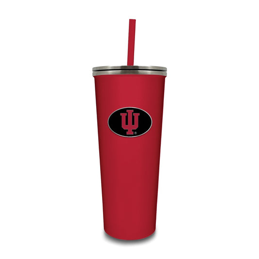 Indiana U Stainless Steel 24 ounce Skinny Tumbler with Straw
