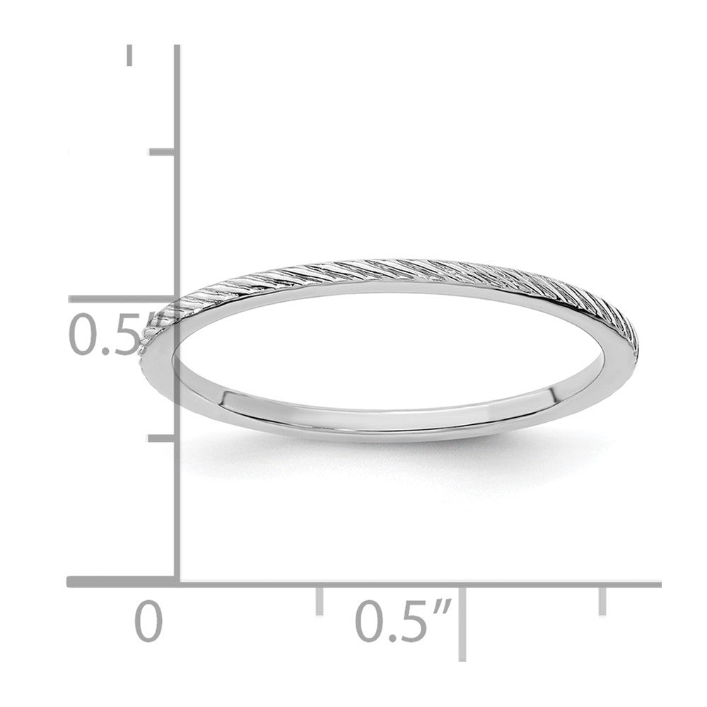 10K White Gold 1.2mm Twisted Wire Pattern Stackable Band Size 8