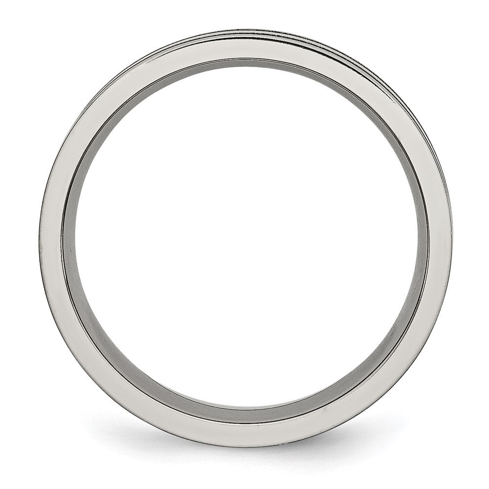Titanium Brushed and Polished 6mm Grooved Band Size - 13