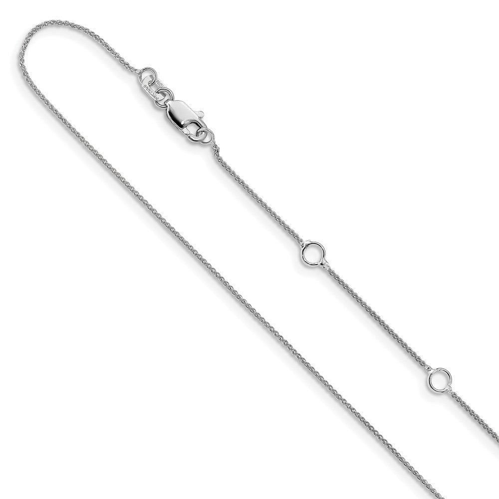 10k White Gold .8mm Baby Spiga 1in+1in Adjustable Chain
