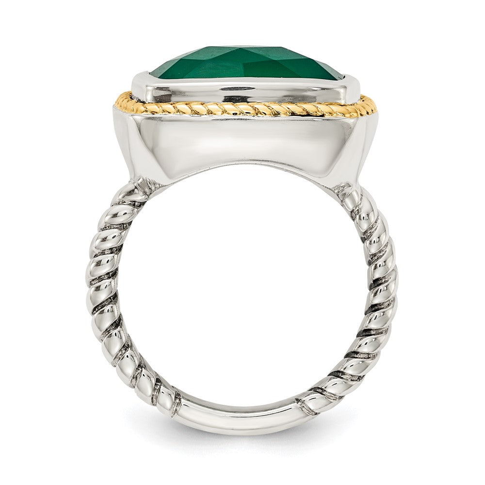Sterling Silver w/14k Green Onyx Ring