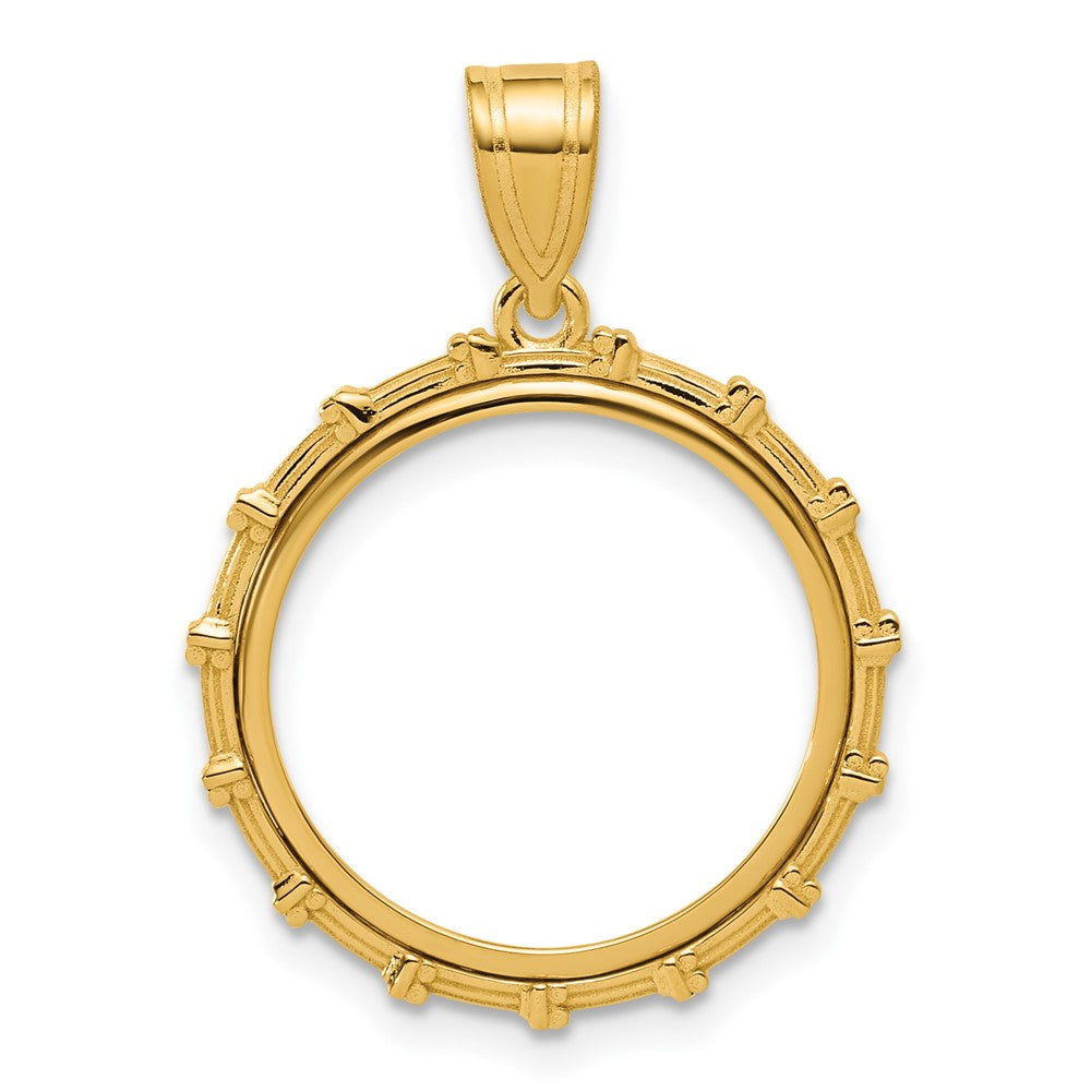 14k Polished Columns with 32.7mm Prong Coin Bezel Pendant