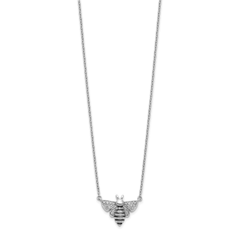 14k White Gold Diamond Bee 18 inch Necklace