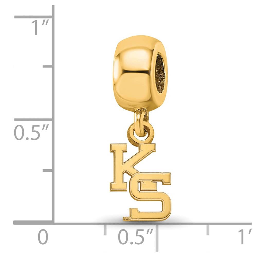 Sterling Silver Gold-plated LogoArt Kansas State University K-S Extra Small Dangle Bead Charm Q-GP058KSU