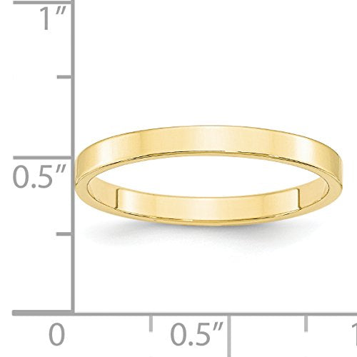 10k Yellow Gold 2.5mm Lightweight Flat Wedding Band Size 11.5