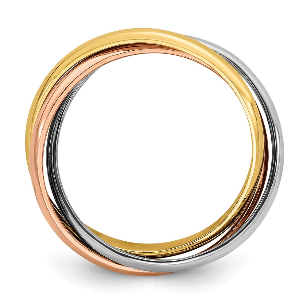 10k Tri-color Polished Rolling Ring