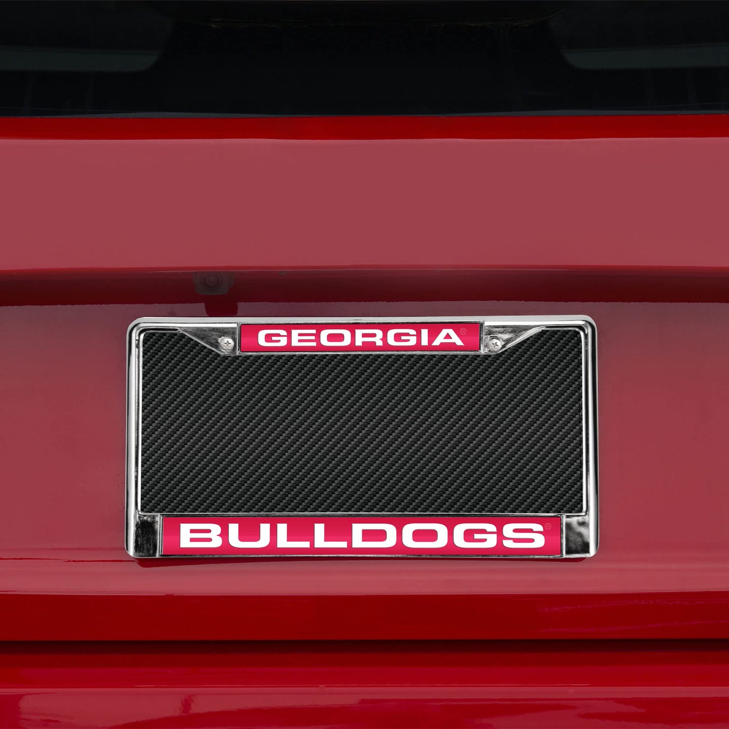 Collegiate U of Georgia Red Laser Chrome Acrylic License Plate Frame QGC6987