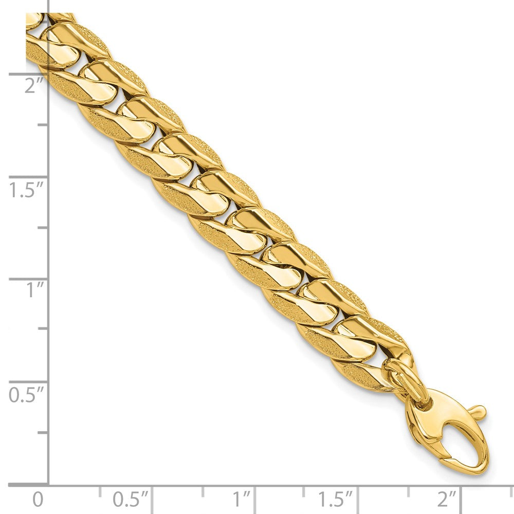 14K Polished and Textured Fancy Curb Men's Bracelet 8.5  inches