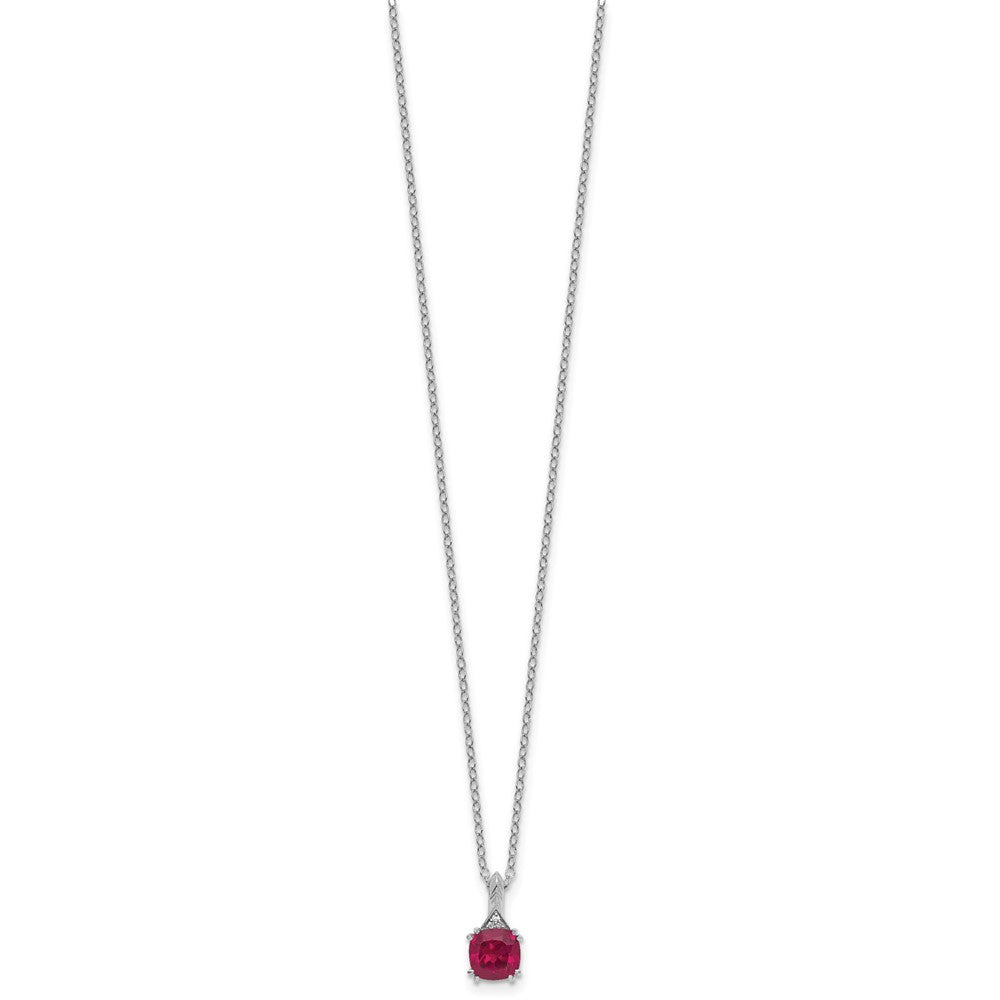 SS Cr. Ruby Diamond Pendant w/Chain 6mm CRRU