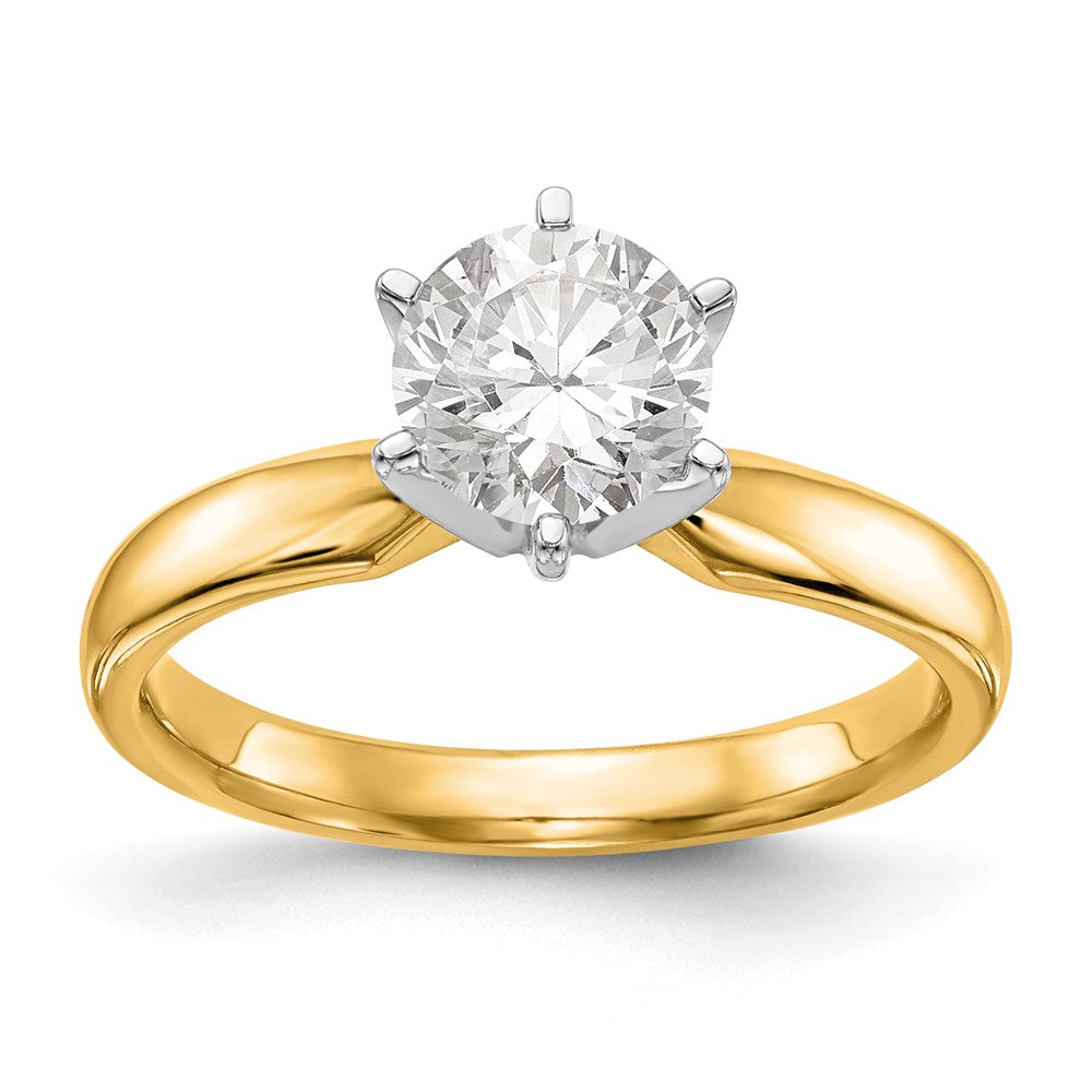 14k Two-Tone 3/4 carat Medium-Weight Comfort-Fit 6-Prong Round Solitaire Ring Mounting