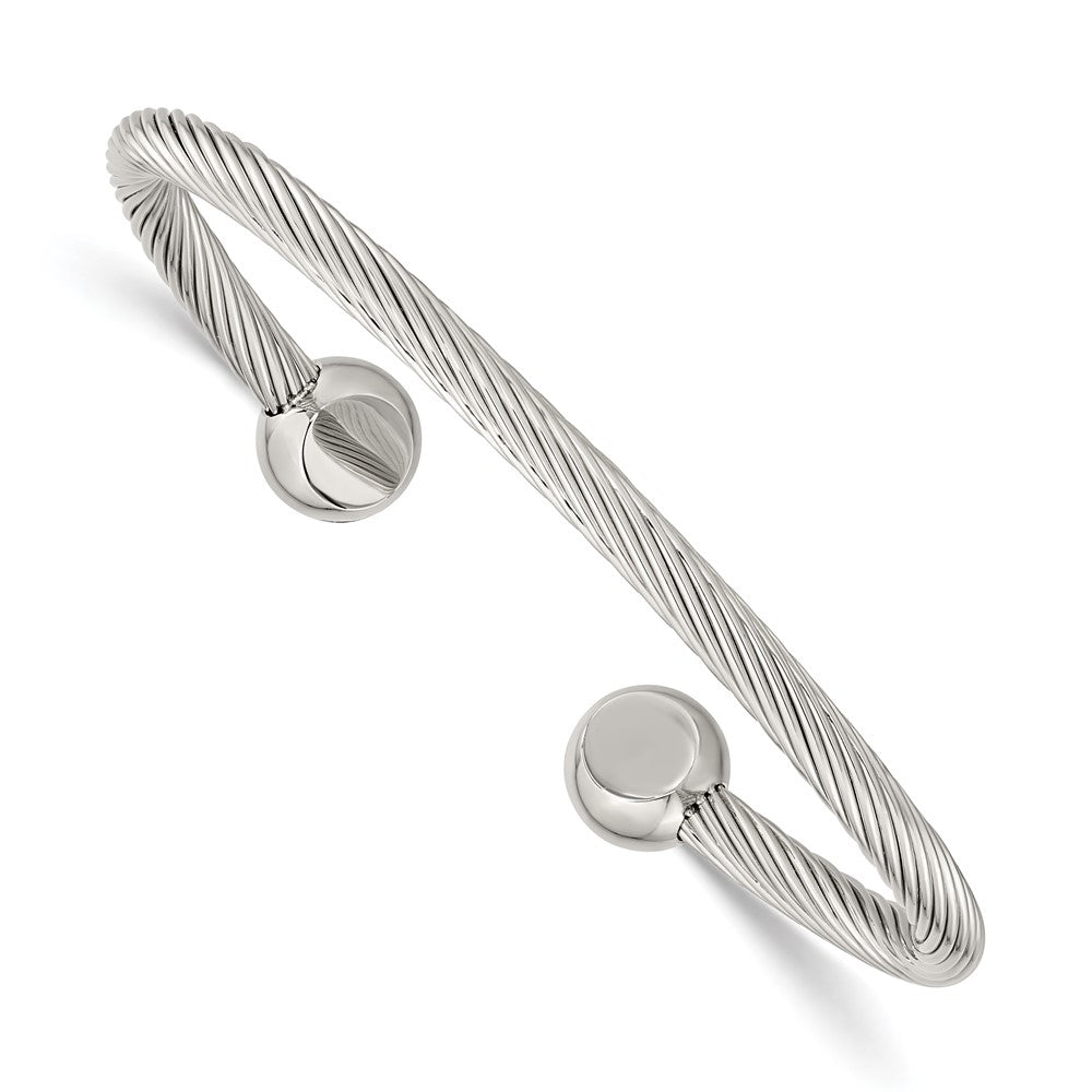 Stainless Steel Polished Cuff Bangle 6.75 inches
