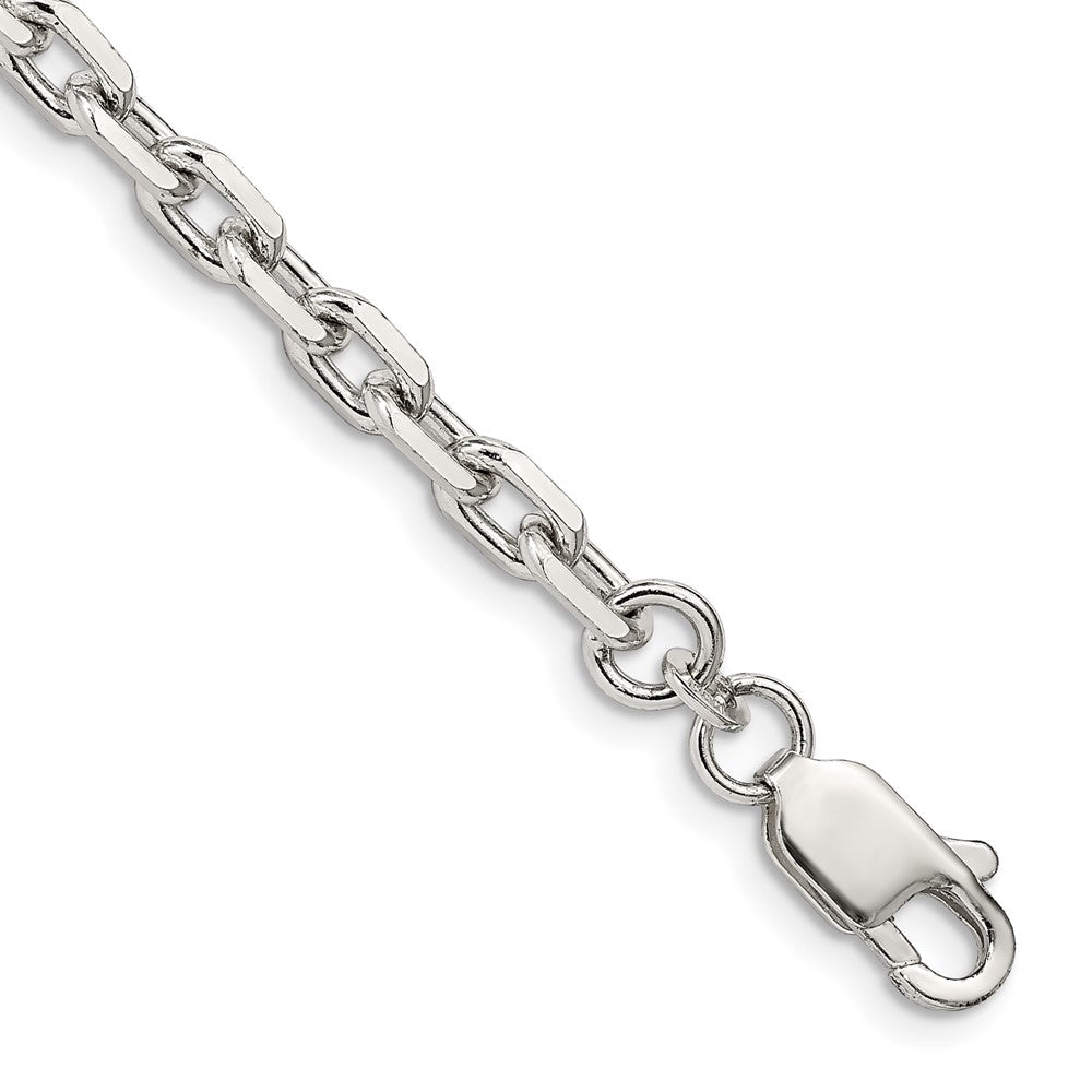 Sterling Silver 4.9mm Beveled Oval Cable Chain 8 inches