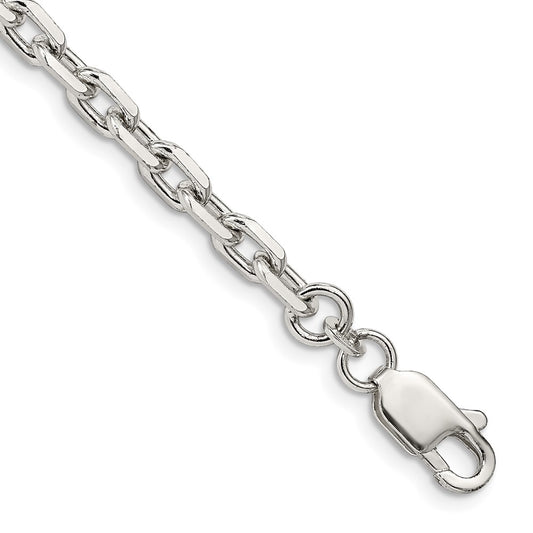 Sterling Silver 4.9mm Beveled Oval Cable Chain 8 inches