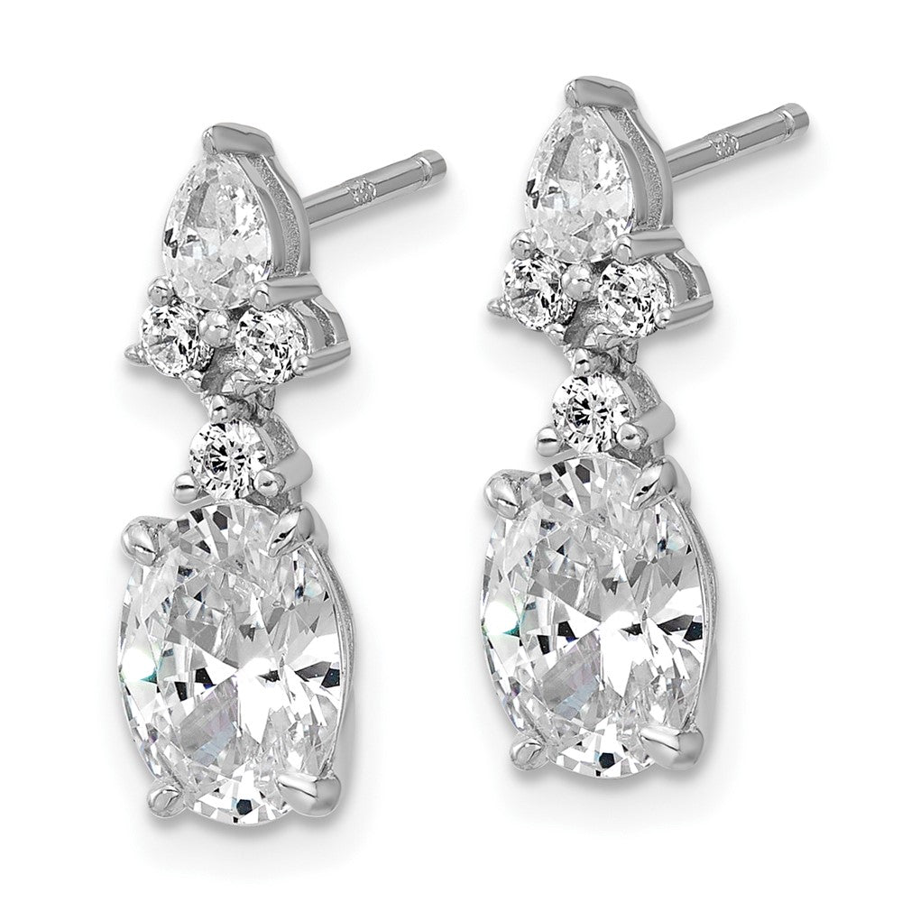 Cheryl M Sterling Silver Rhodium-plated Polished Fancy Multi-cut CZ Post Dangle Earrings