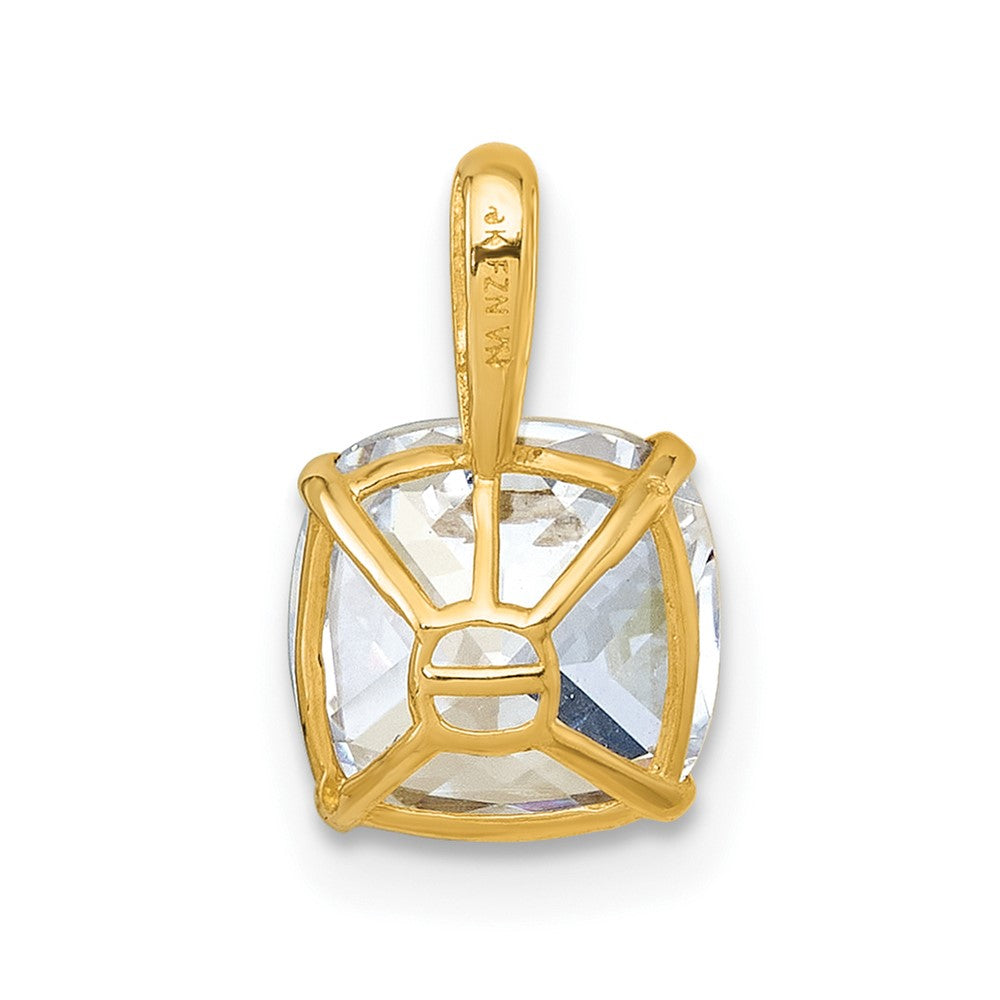 10k Polished 8.00mm Cushion-cut CZ Solitaire Pendant