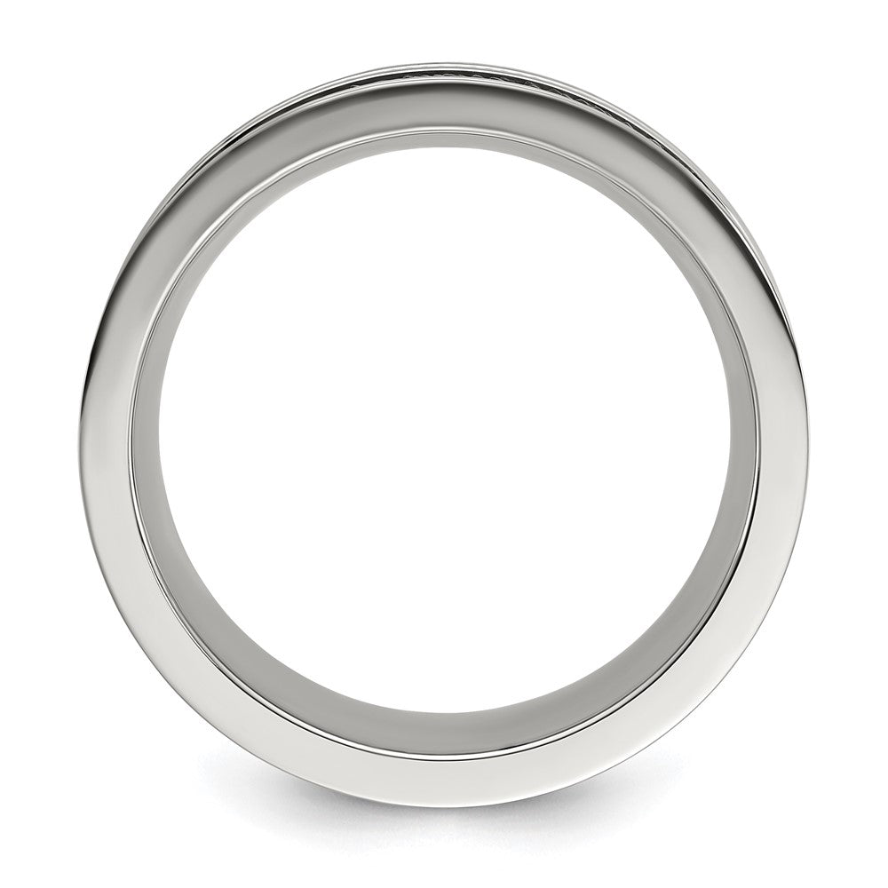 Stainless Steel Polished Genuine Stingray Textured 8mm Band Size - 10
