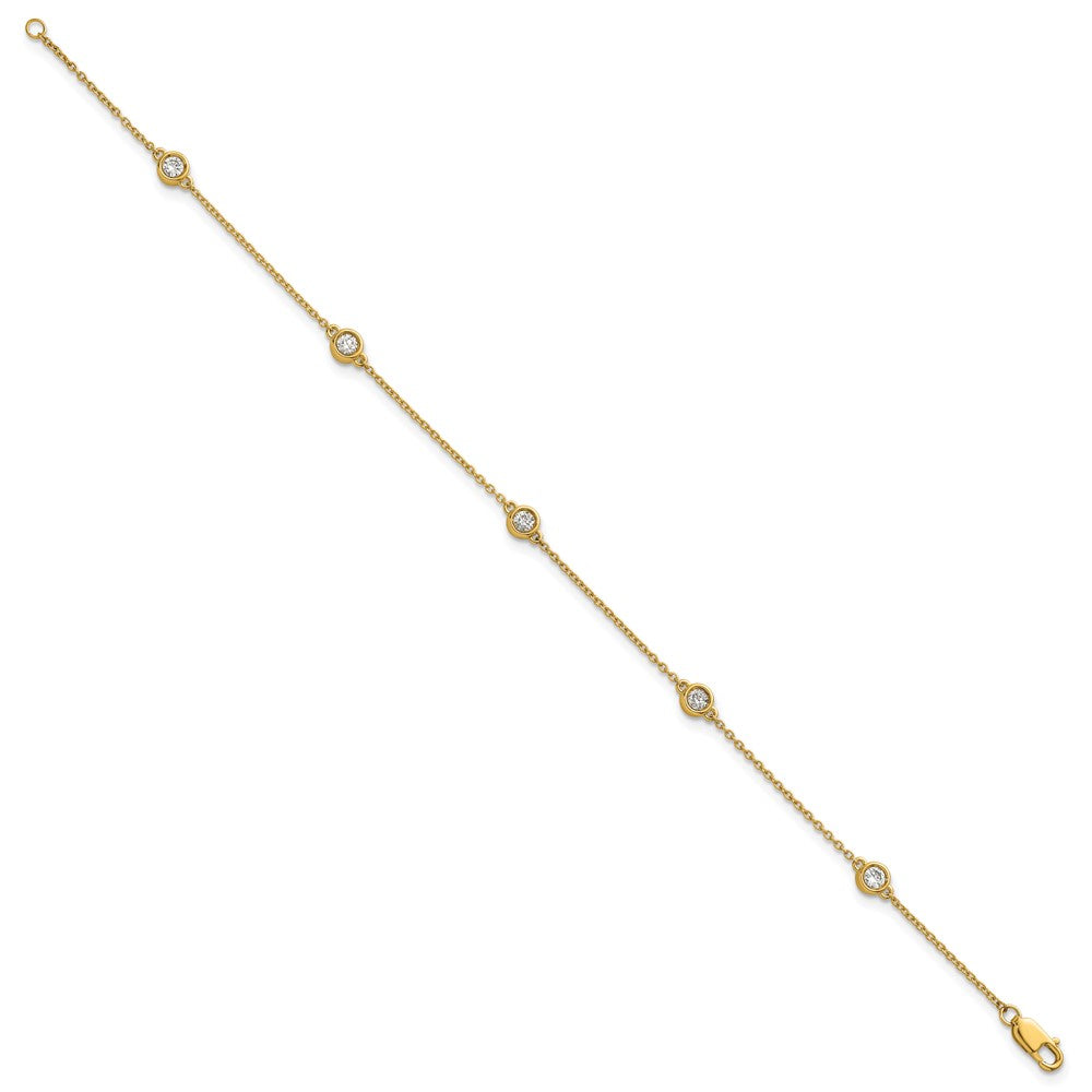 14k Complete 1/3 carat Bezel-set Diamond and Cable Chain 5-Station 7 inch Bracelet